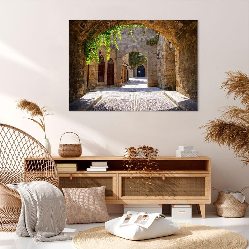 Bilder auf Leinwand 100x70cm Leinwandbild Strasse Geschichte Architektur Denkmal Gross Wanddeko Bild