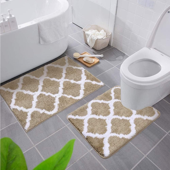 Homaxy rutschfest Badematten Set 2 teilig Weich Hochflor Bad WC Teppich Set Mikrofaser Badvorleger S