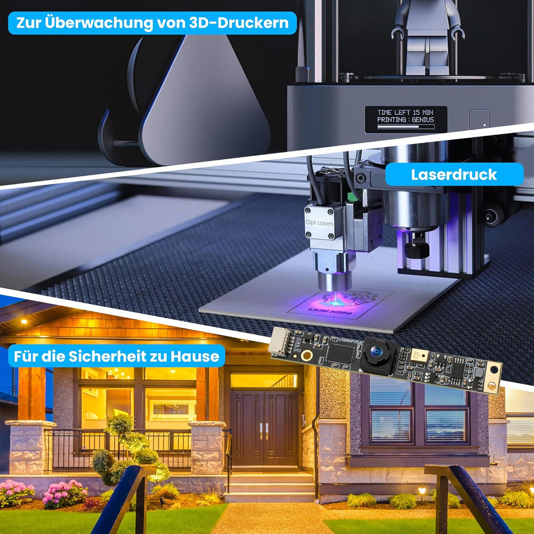 G 8MP USB Kameramodul mit Mikrofon Weitwinkel PC Kamera für Computer 4K Lightburn Kamera für Lasergr