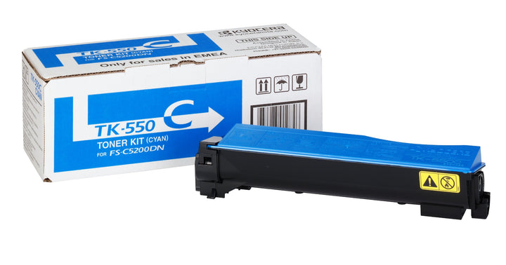 Kyocera TK-550C Toner Cyan. Original Tonerkartusche 1T02HMCEU0. Kompatibel für ECOSYS FS-C5200DN, cy