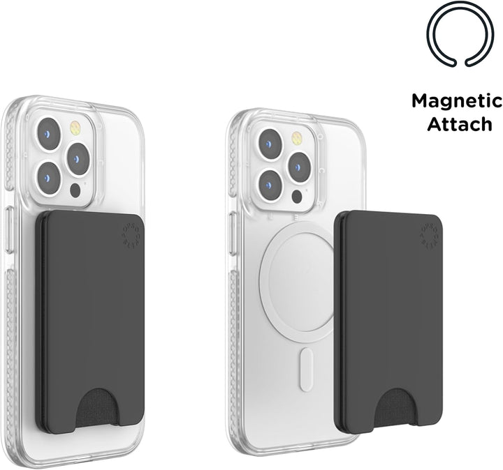 PopSockets Handy-Wallet für MagSafe, Kartenhalter ohne Grip, Black - Black Schwarz, Schwarz