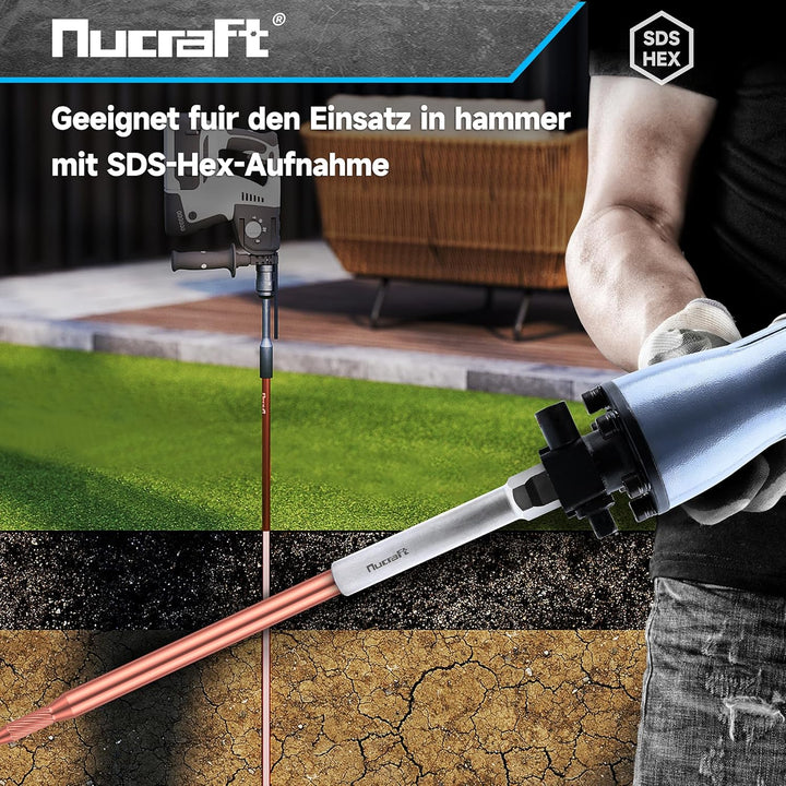 Nucraft SDS-HEX Professional Erdnageleintreiber zum Einstecken von Tiefenerder Erder Erdung Staberde