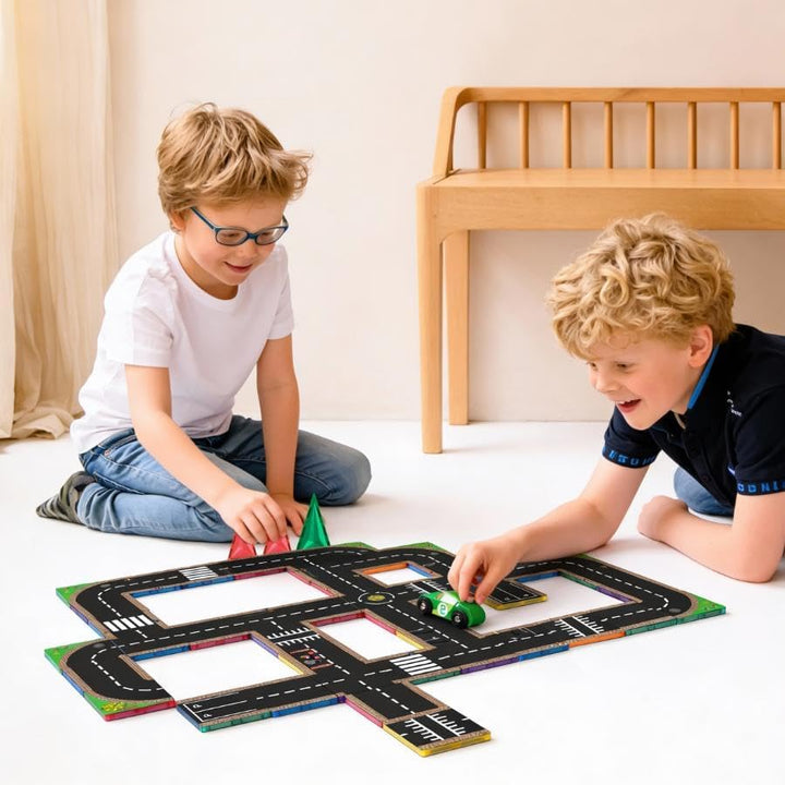 Coblo Magnetisches strassen 50 Stück - Magnetspielzeug - Geschenk 3 Jahre - Montessori-inspiriertes