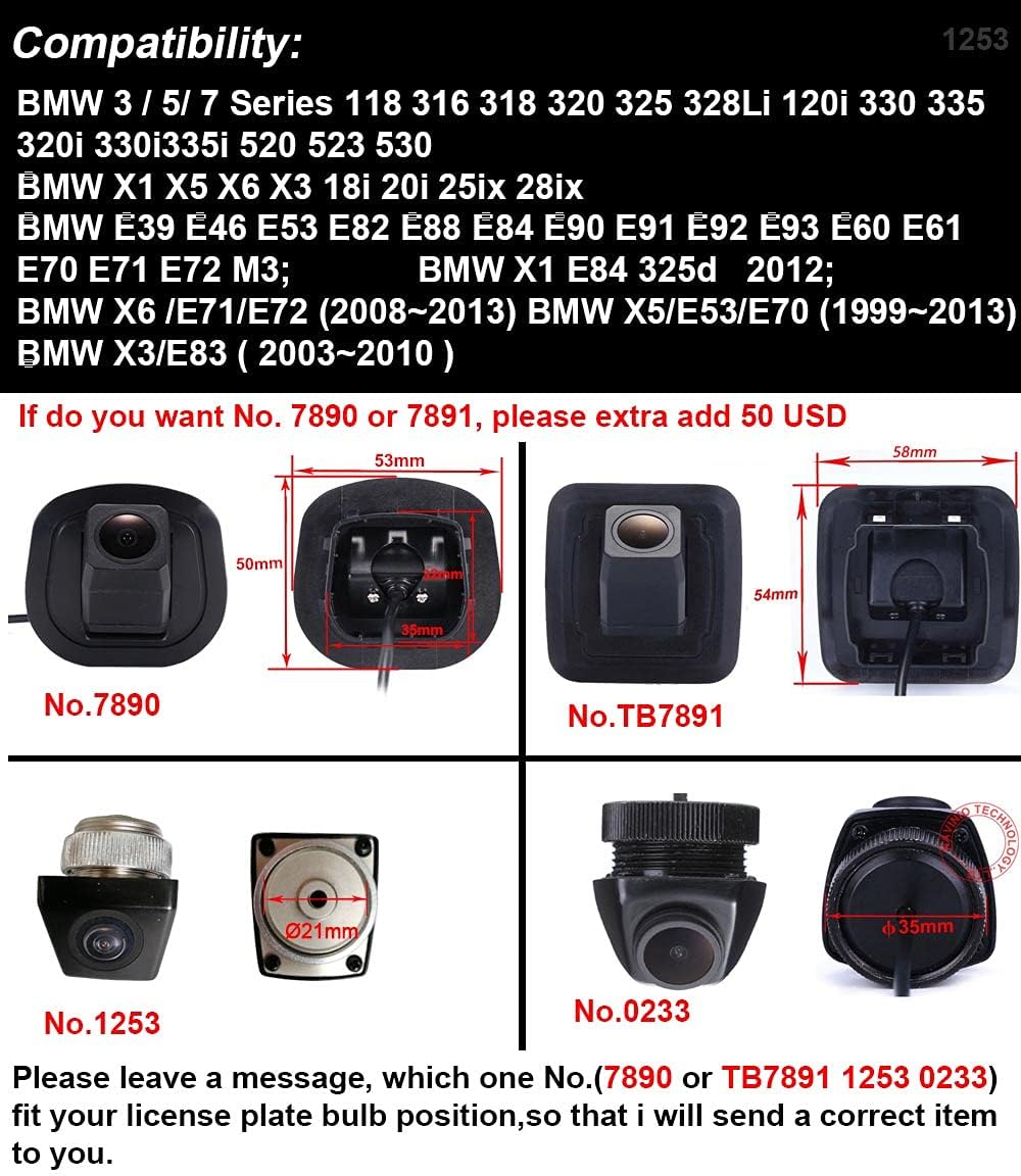 Kalakus Auto Rückfahrkamera mit HD CCD Kamera und IP68 Wasserdicht Einparkkamera für BWM X6/E71/E72(