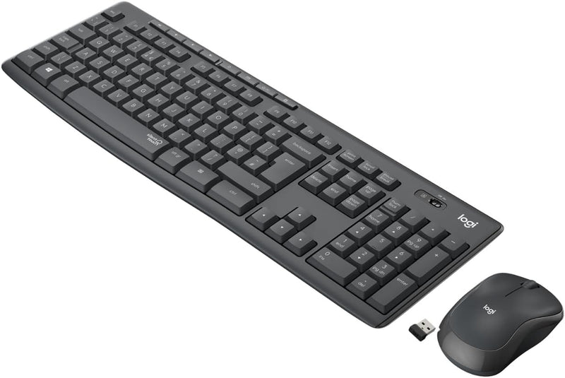 Logitech MK295 kabelloses Tastatur-Maus-Set mit SilentTouch-Technologie, Shortcut-Tasten, optischer