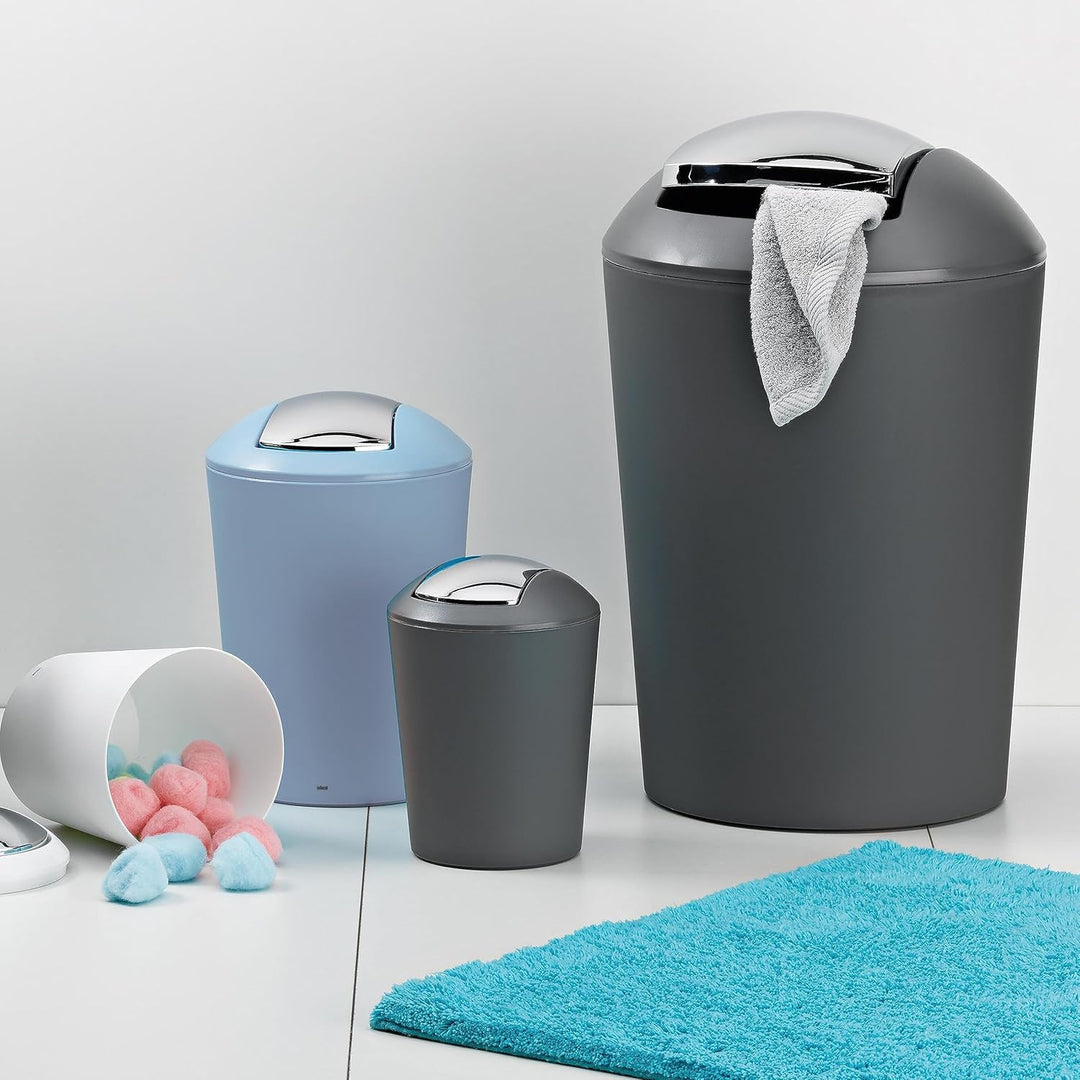 kela Schwingdeckeleimer grau, Kosmetikeimer 5l mit Schwingdeckel, Kunststoff, MARTA, Mülleimer Badez