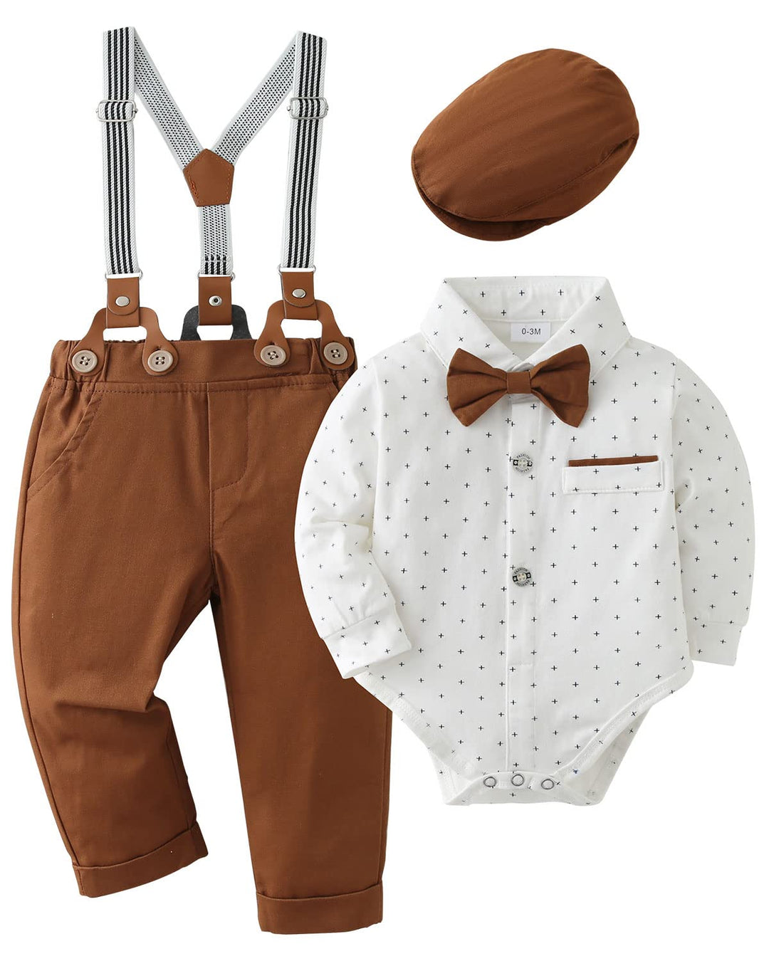 Baby Jungen Anzug Bekleidungssets, 0-18 Monate 4tlg Hochzeit Festliche Taufanzug Strampler mit Flieg