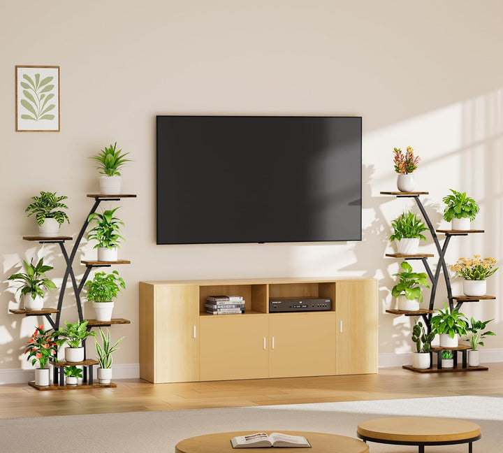 BACEKOLL Pflanzenständer mit Wachstumslicht - 7 Ebenen Blumenständer 105cm Metall Holz Pflanzenregal