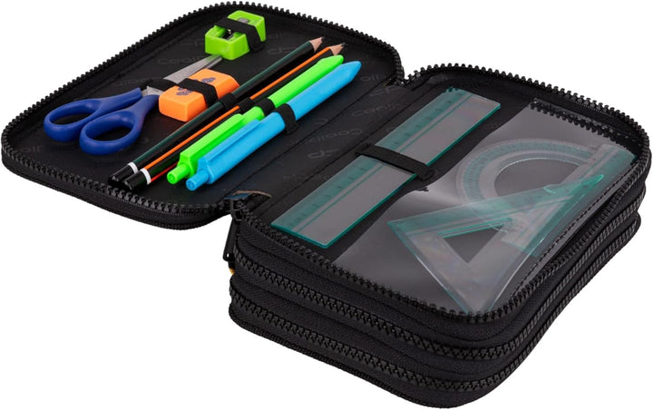 Goldkids - Federmäppchen 3 Fächer - Mäppchen für Mädchen und Jungen - Federmappe 3-Fach Federtasche