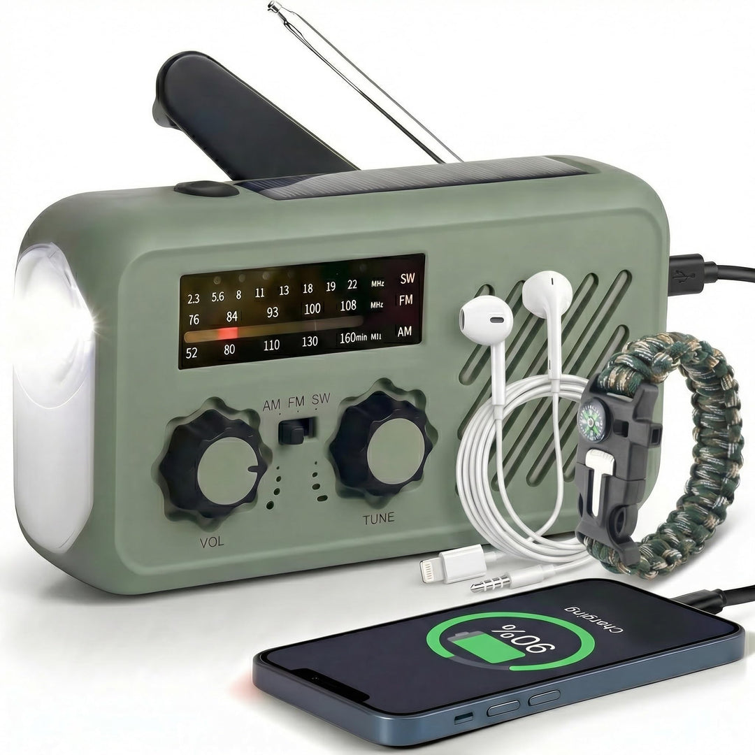 Notfall Radio, 3-Wege-Laden Emergency Radios,2000mAh Profi-Überlebensradio 3-Wege-Ladung (Solar/Hand
