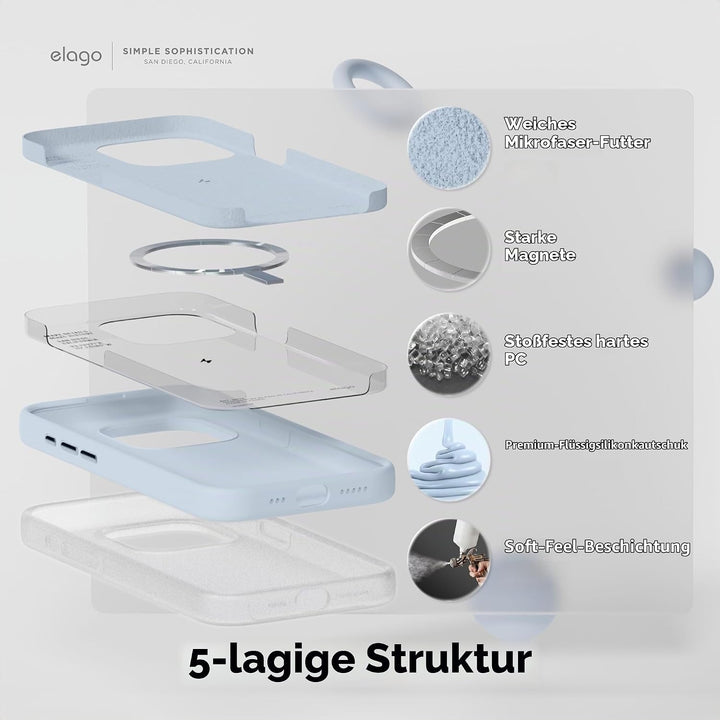 elago Magnetische Silikonhülle Kompatibel mit iPhone 15 Pro Hülle, Kompatibel mit MagSafe Alles Zube