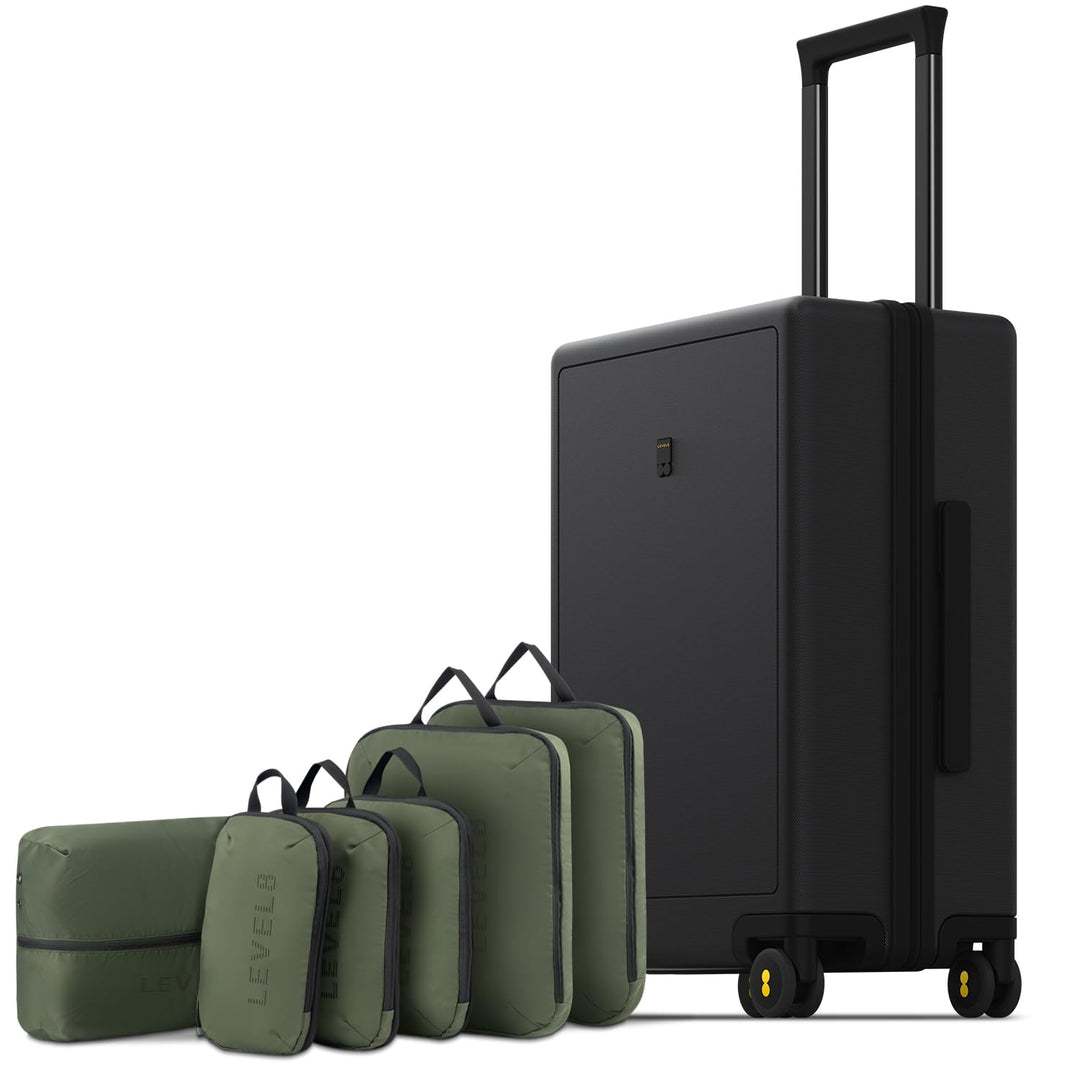 LEVEL8 Koffer Trolley Leicht Hartschalenkoffer mit 6PCS Packwürfel, Reisekoffer Handgepäck,TSA,100%