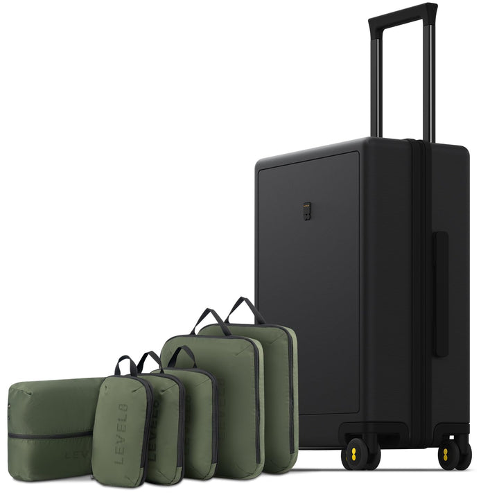 LEVEL8 Koffer Trolley Leicht Hartschalenkoffer mit 6PCS Packwürfel, Reisekoffer Handgepäck,TSA,100%