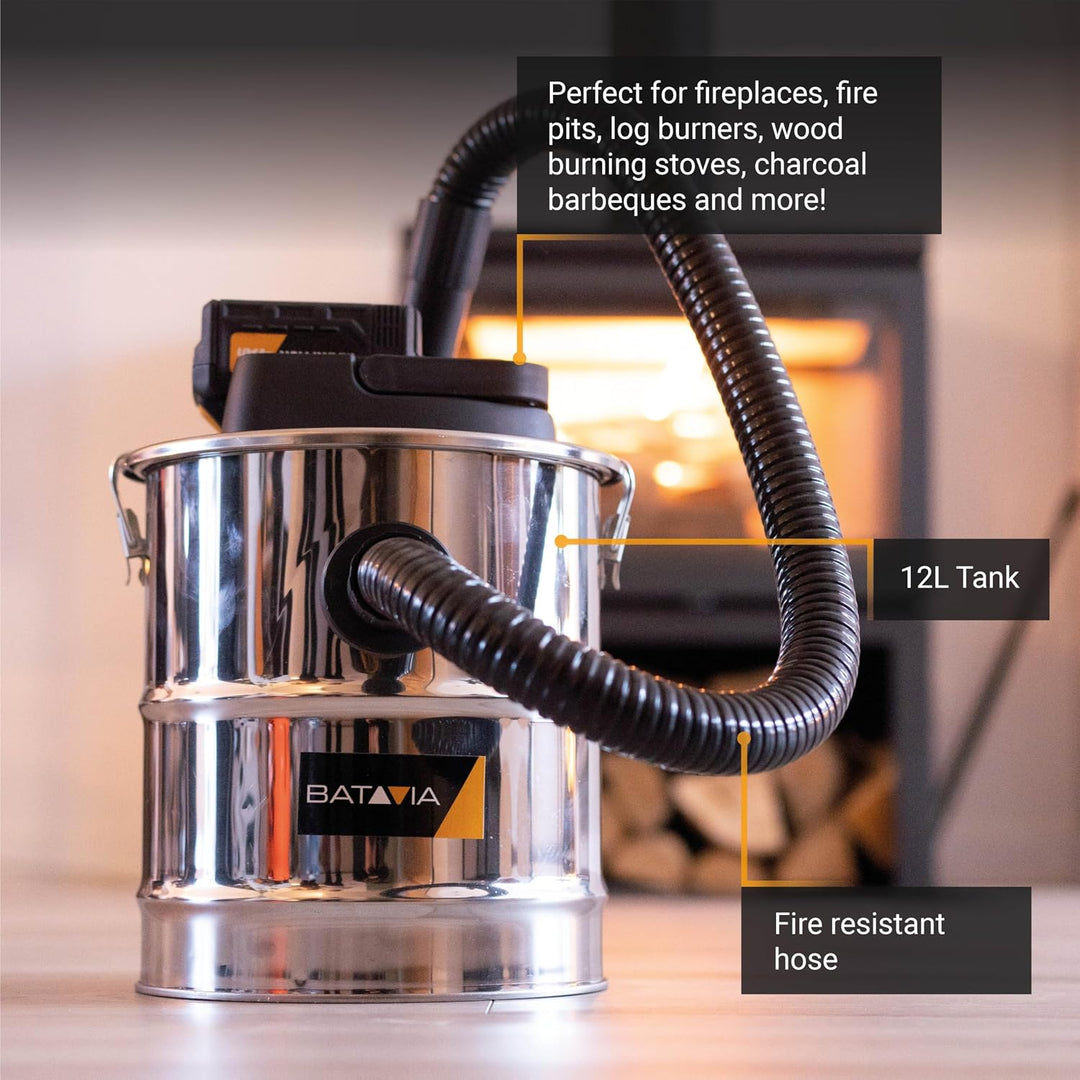 Batavia 18V Akku-Aschesauger - Kaminsauger mit HEPA-Filter, 12L