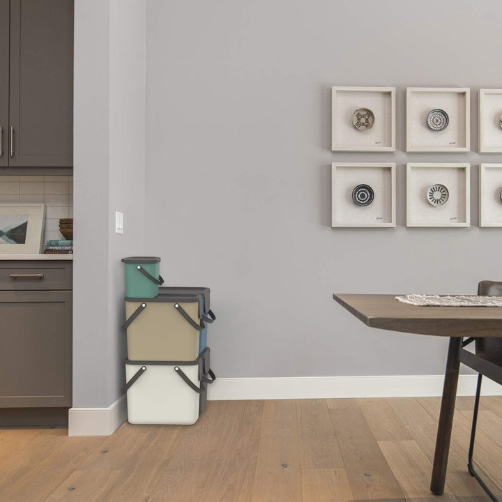 Rotho Albula Mülltrennungssystem 40l für die Küche, Kunststoff (PP), blau/anthrazit, Blau/Anthrazit