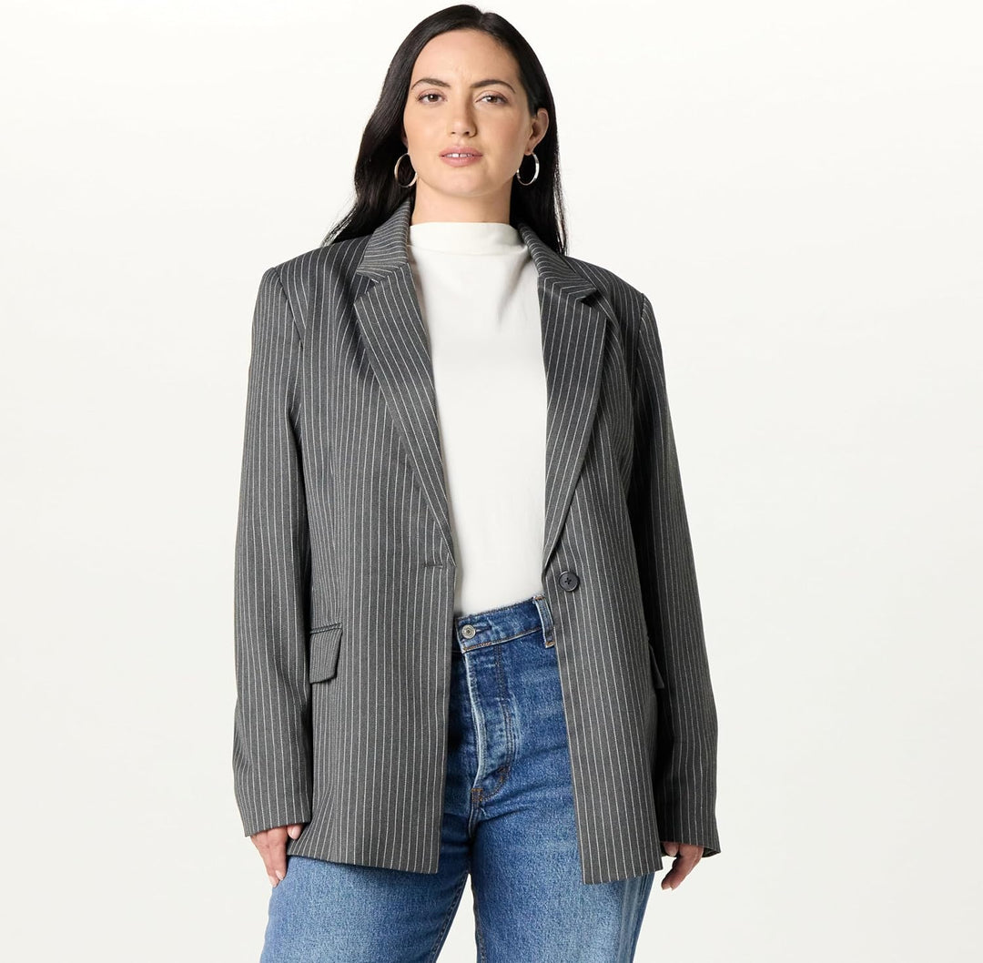 The Drop Damen Blazer (in Übergrösse erhältlich) S Anthrazitfarbene Nadelstreifen, S Anthrazitfarben