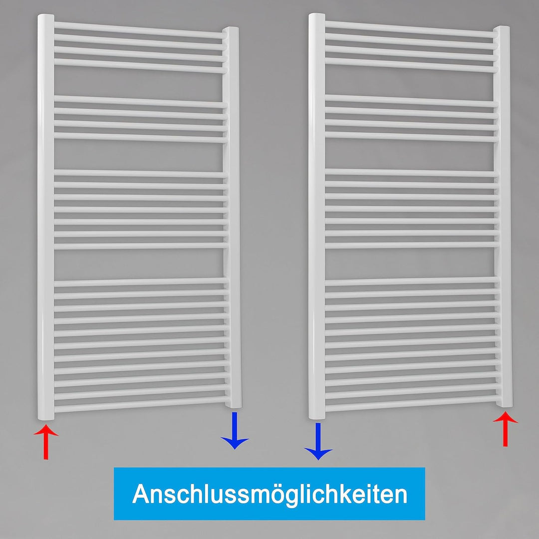 Heizkörper Badheizkörper Handtuchwärmer mit Seitenanschluss unten weiss (1424 x 400 mm) (518 Watt na