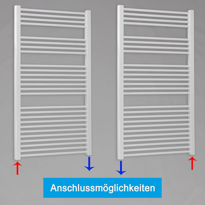 Heizkörper Badheizkörper Handtuchwärmer mit Seitenanschluss unten weiss (1424 x 400 mm) (518 Watt na