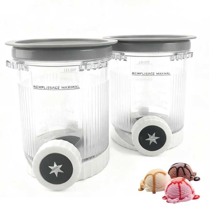 2 Stück Behälter für Ninja Swirl by CREAMi Softeis- & Eismaschine, 480 ml Eisbehälter für NC701EU Zu