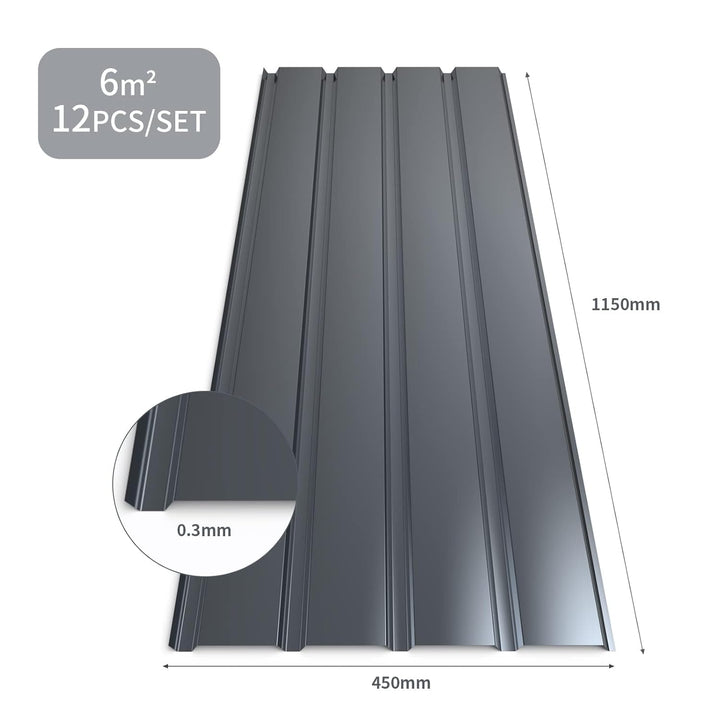 Mondeer Dachblech, Dachbleche Trapezblech, 12PCS Metall Dachdeckung Stahlblech Formblech Platten 115
