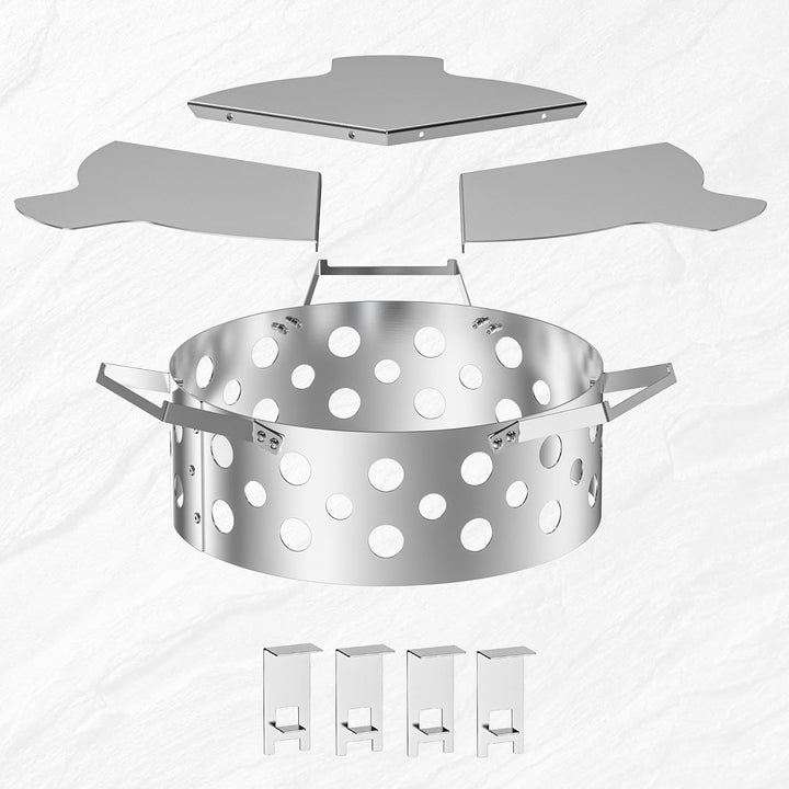 Onlyfire Rauchsatz für Weber Kugelgrill 57 cm, Kohlekorb mit abnehmbarem Diffusorplatte für direkte