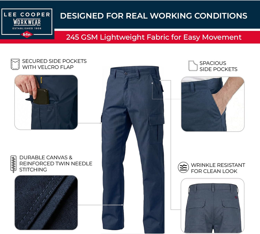 Lee Cooper Herren LCPNT205 robuste und pflegeleichte Arbeitshose mit mehreren Taschen Navy 38W / 33L