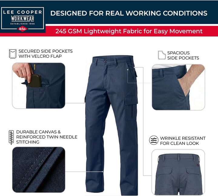 Lee Cooper Herren LCPNT205 robuste und pflegeleichte Arbeitshose mit mehreren Taschen Navy 38W / 33L