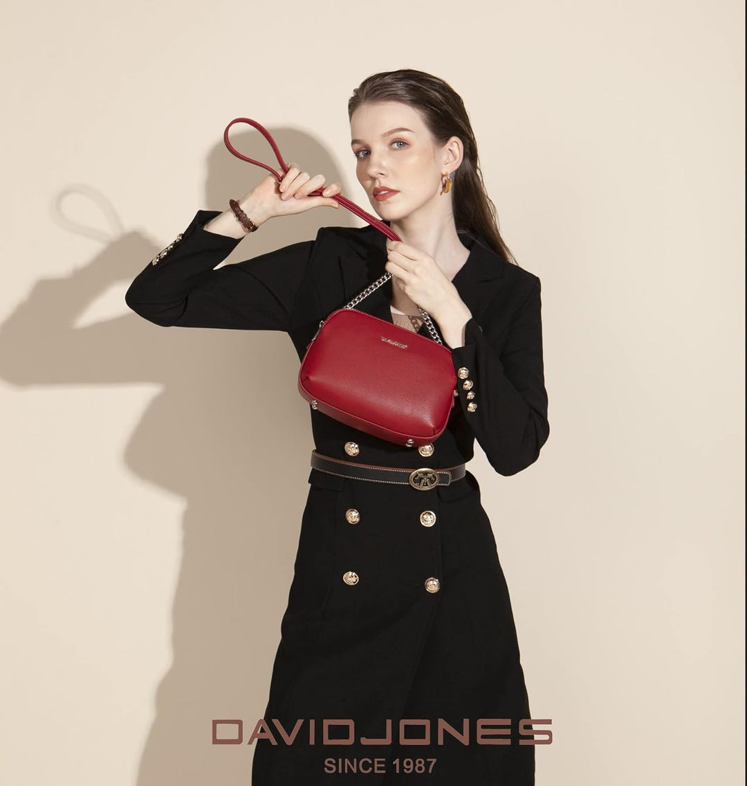 David Jones - Damen Mittelgrosse Umhängetasche Viele Fächer - Frau Kleine Schultertasche Zip Reissve