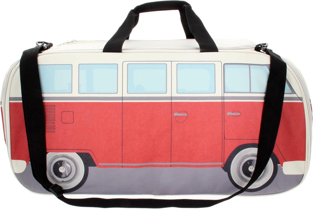 BRISA VW Collection - T1 Bulli Bus Sporttasche Reisetasche Gross Rot und Beige Gross (60 x 30 x 30 c