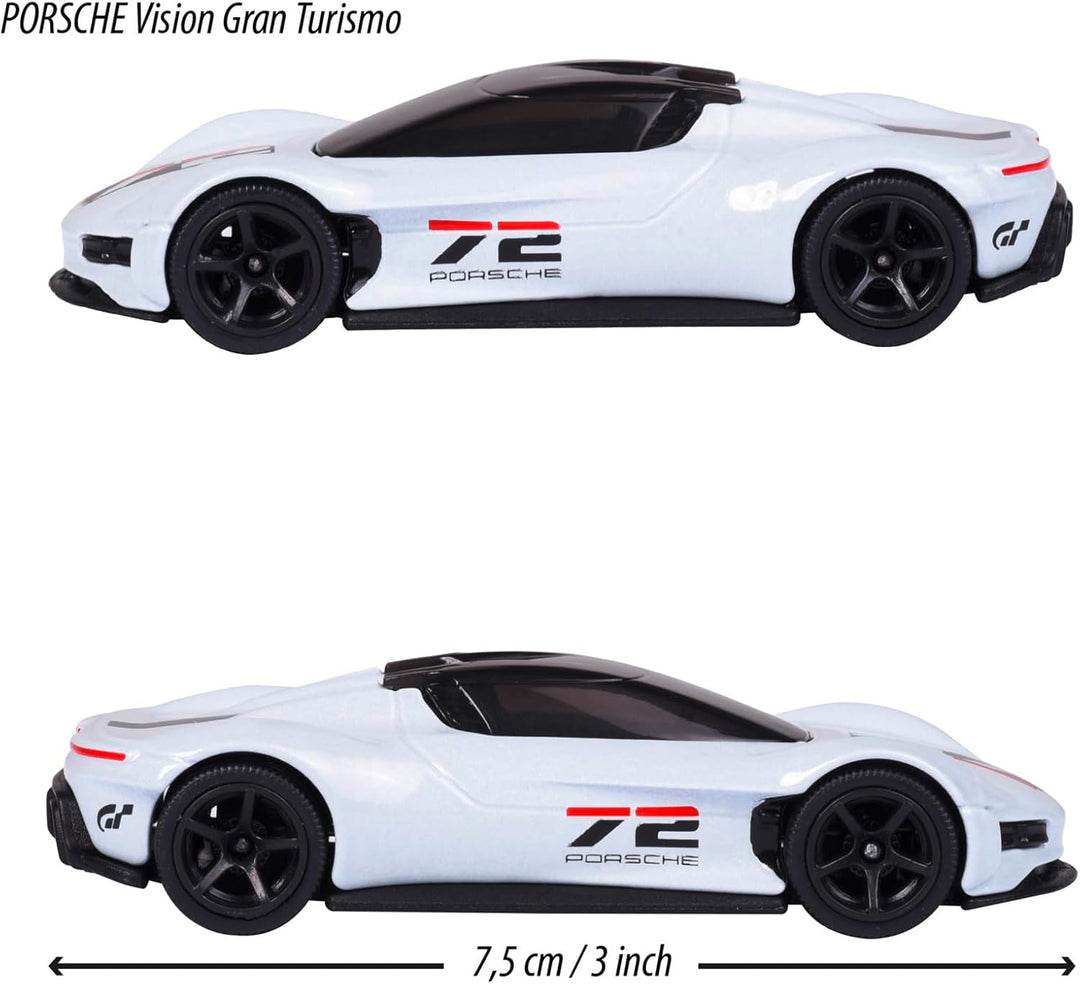 Majorette - Porsche Motorsport Deluxe Vision GT in weiss - Modellauto (7,5 cm) aus der Porsche Delux