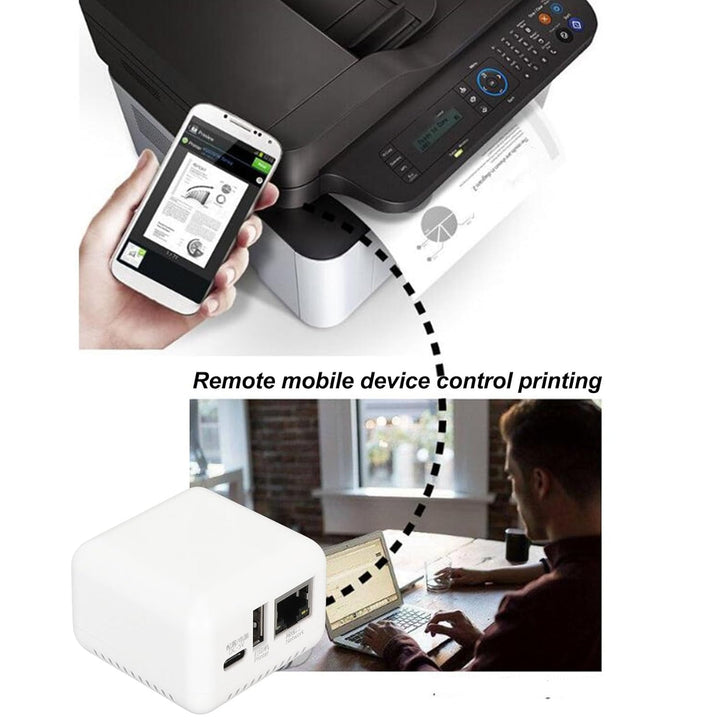 Bewinner Network Print Server – 10/100 Mbit/s auf USB 2.0 LAN Print Share Server-Adapter 5 V für Win