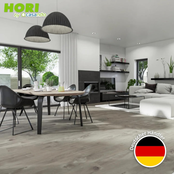 HORI Klick Hart Vinylboden aus hochwertigem SPC ohne PVC Newcastle, elegante Landhausdiele, 1,989 m²