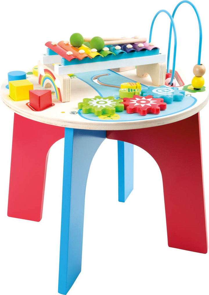 small foot Motorik- und Musiktisch "2 in 1" aus Holz, mit Motorikschleife, Formenspiel, Xylophon, ab