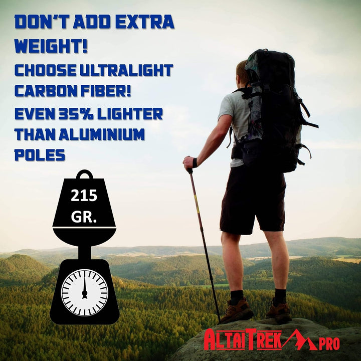 ALTAITREK PRO Premium Carbon Wanderstöcke - Trekkingstöcke - extra leicht, verstellbar mit Teleskop