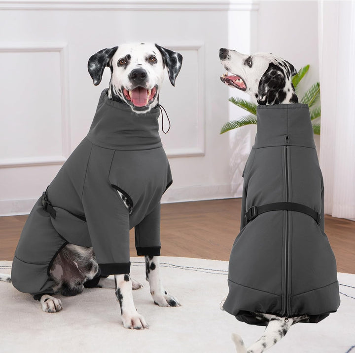 Hundemantel Wasserdicht Warm mit Beinen Hundejacke Winter Reflektierend Reissverschluss Hundemantel