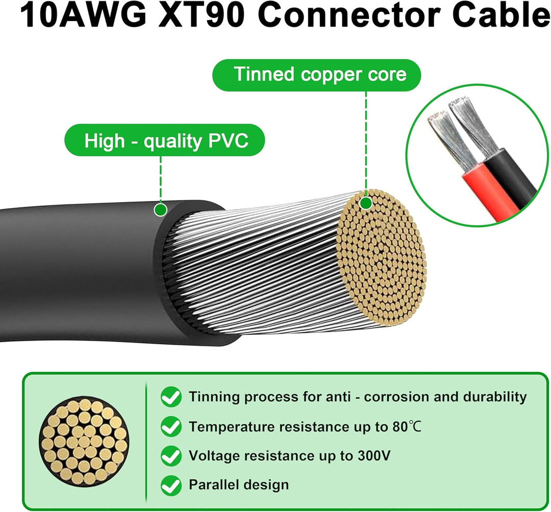 3m 10AWG XT90 Panel Mount Kabel Wasserdichter & funkenfreier Schwerlaststeckverbinder für Solargener