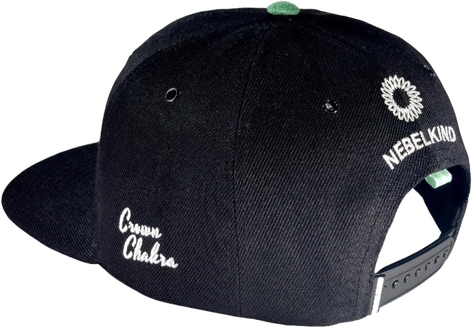 Nebelkind Snapback Cap Crown Chakra Kronenchakra Schwarz Mintgrün Grün, Esoterik Yoga, Grössenverste
