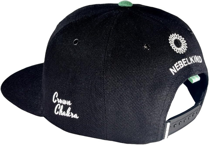 Nebelkind Snapback Cap Crown Chakra Kronenchakra Schwarz Mintgrün Grün, Esoterik Yoga, Grössenverste
