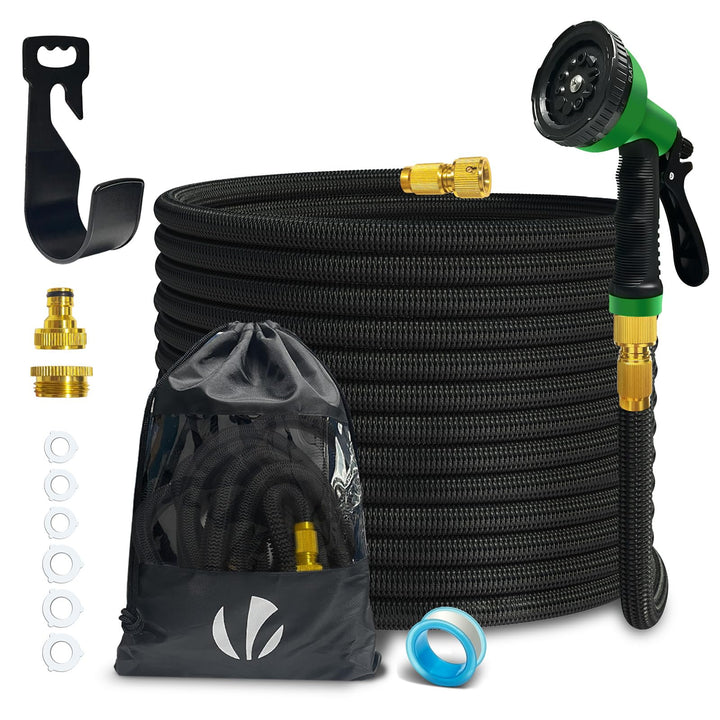 VOUNOT Flexibler Gartenschlauch 15 m, Flexibel Wasserschlauch Dehnbarer mit 10 Sprühfunktionen, 1/2