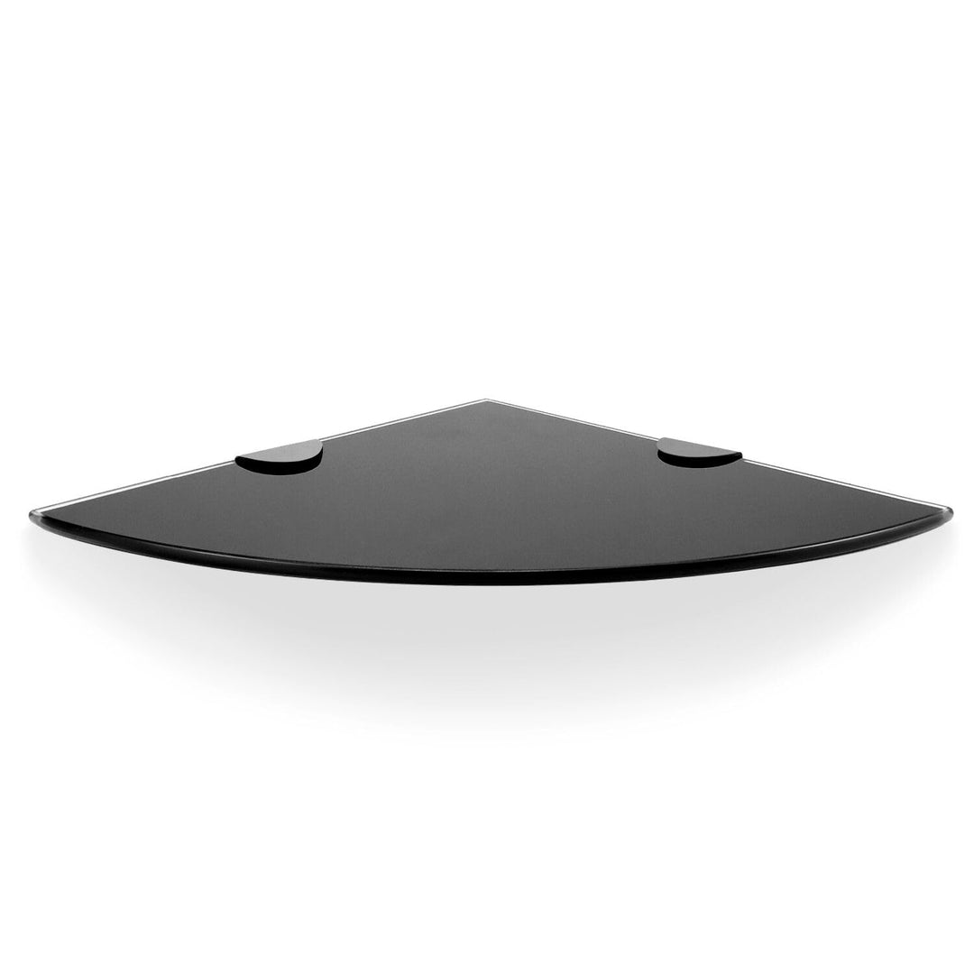 QWORK® 24cm Glas Eckregal Duschregal Badregal in Schwarz mit Montagezubehör - 6mm Verstärktes Glas -