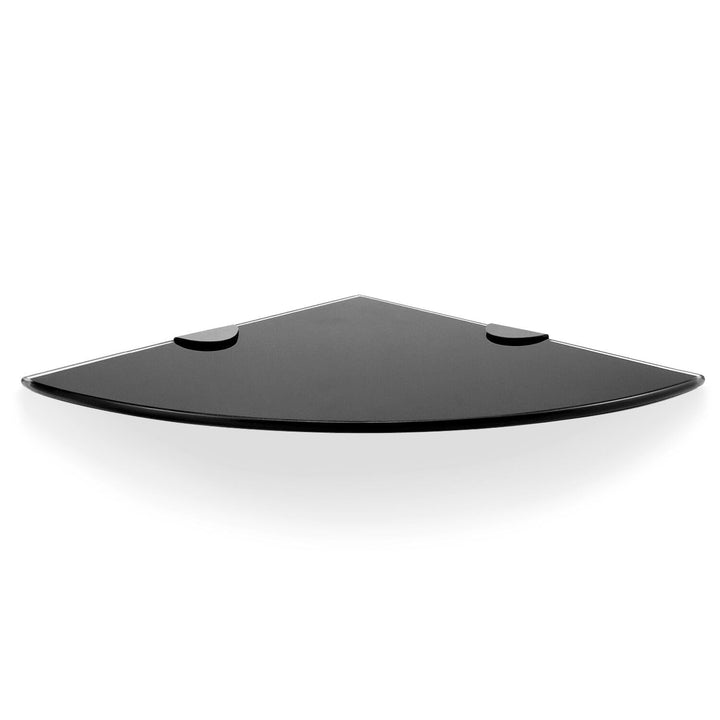 QWORK® 24cm Glas Eckregal Duschregal Badregal in Schwarz mit Montagezubehör - 6mm Verstärktes Glas -