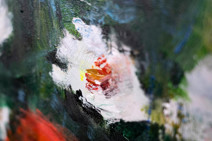 YS-Art Abstrakt Design Acryl Gemälde auf Leinwand Abstrakte blühende Weiten handgemalt Wandbilder Wo