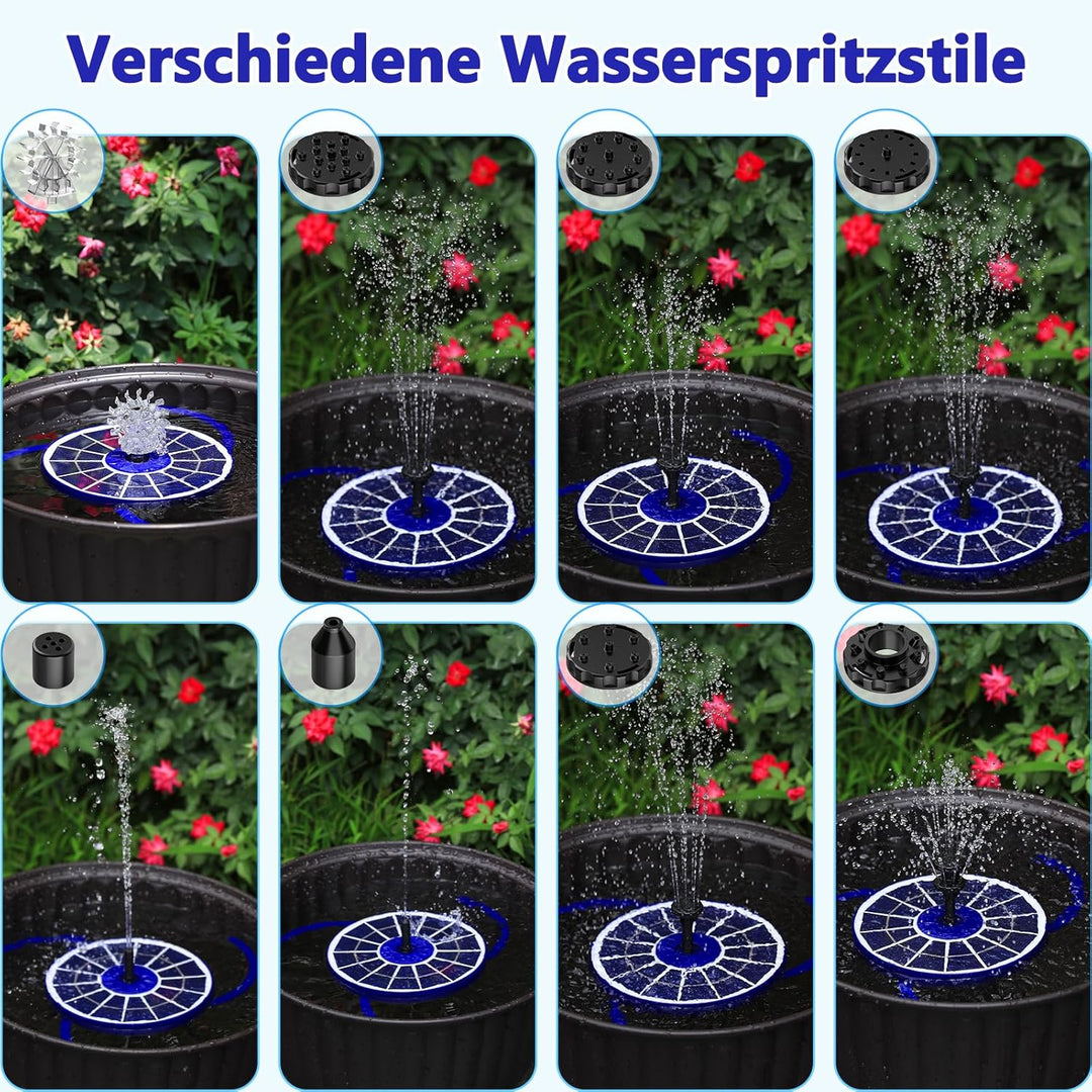 AISITIN Solarbrunnen für Draussen Verbessert, 3,5W Solar Schwimmender Fontäne Pumpe mit Verschiedene