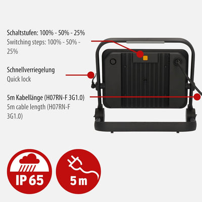 Brennenstuhl LED Baustrahler JARO 20060 M (150W, 17500lm, 6500K, IP65, dimmbar, 5m Kabel, LED Arbeit