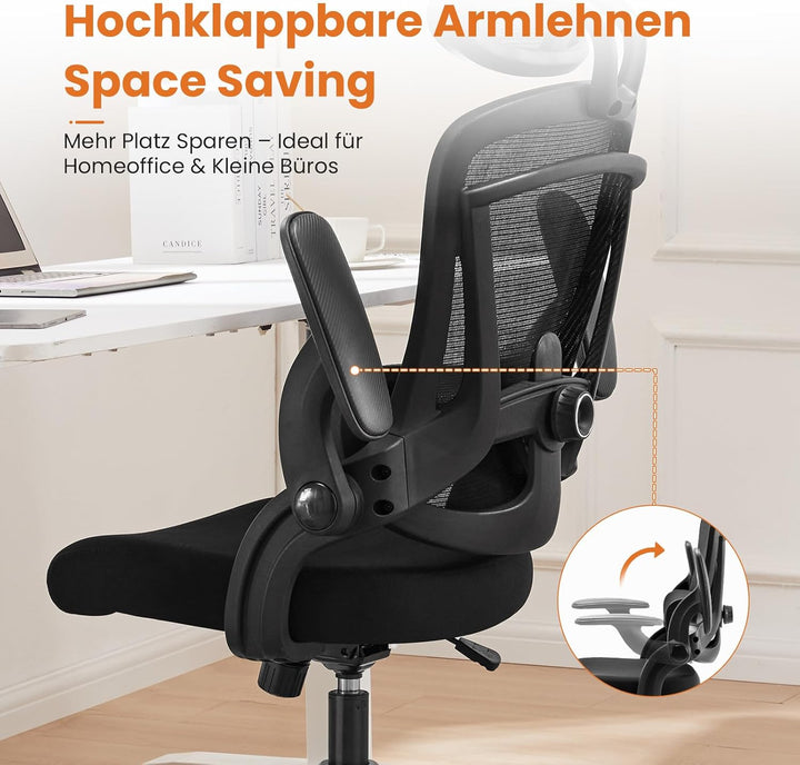 Sweetcrispy Ergonomischer Bürostuhl, Schreibtischstuhl Ergonomisch, Atmungsaktiver Netzstuhl mit Ver