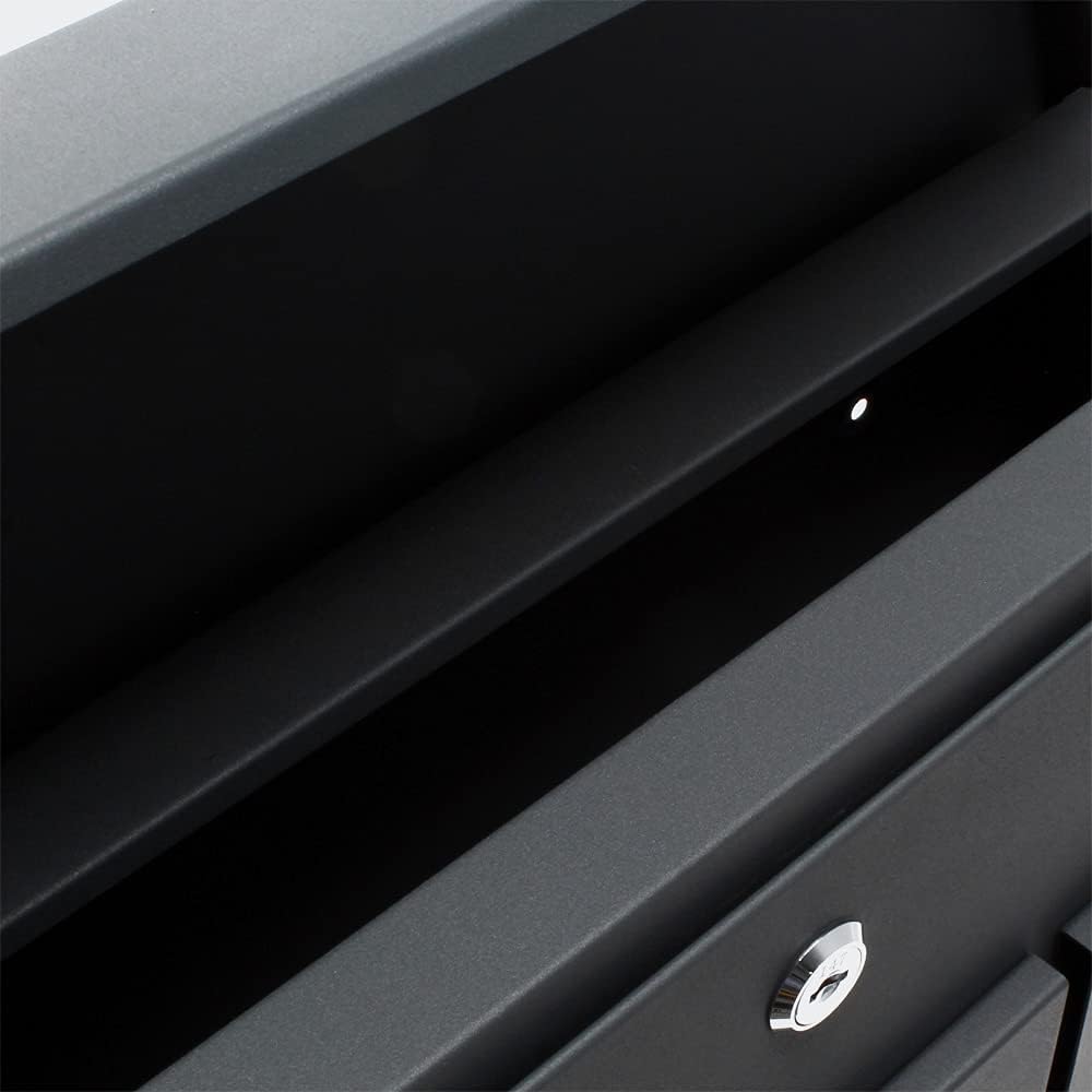 Wiltec Designer Briefkasten V14 Anthrazit 370 x 105 x 370 mm, Wandbriefkasten mit Schloss und Zeitun