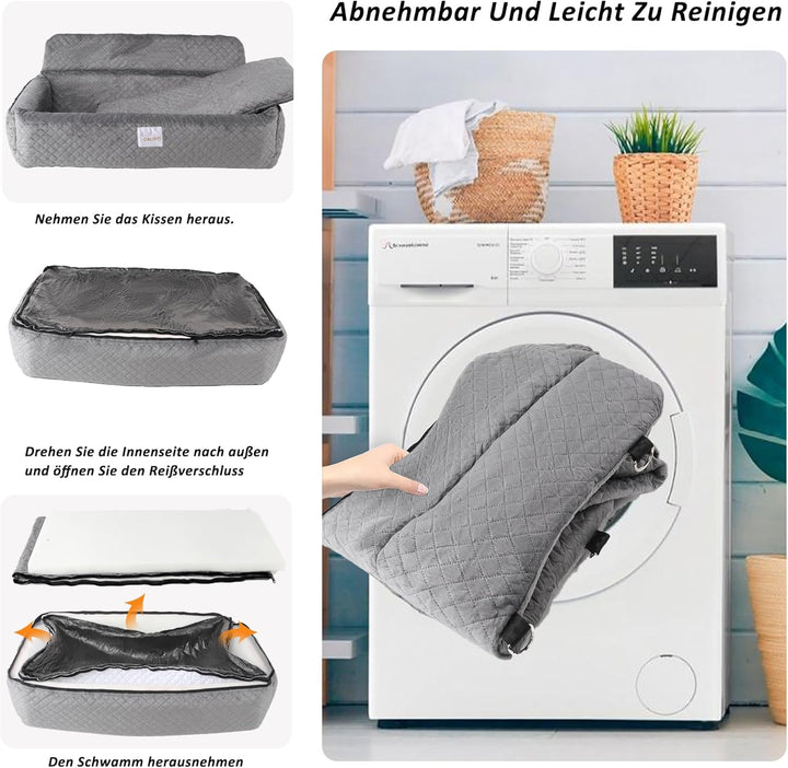 CALIYO Hunde Autositz，Hunde Autositz Rückbank mit verstärkten Wänden und Sicherheitsgurt. Herausnehm