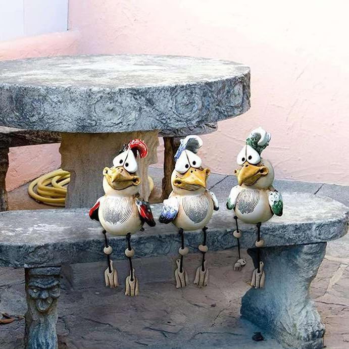 Youery 3pcs Hühner Deko Gartendeko Für Draussen Figuren, Keramik Huhn Tierfigur Gartenstecker Kerami