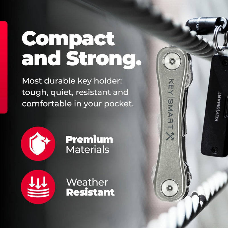 KeySmart Rugged - Multi-Tool Schlüsselhalter mit dem Flaschenöffner und Taschen Clip (bis zu 14 Schl