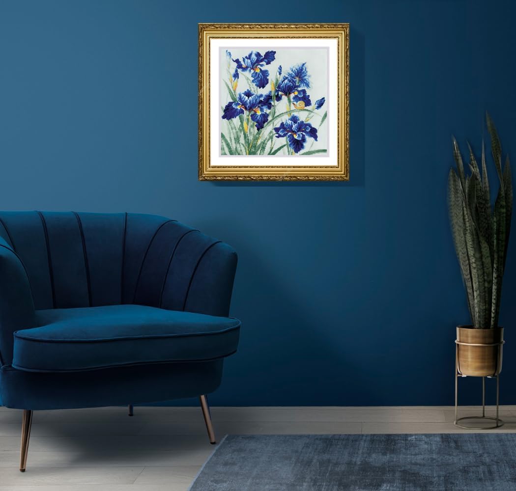 RIOLIS Counted Cross Stitch Kit 11.75"X11.75"-Blue Irises (14 Count)